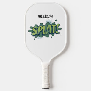 Funny comic pop art splat typography pickleball paddle
