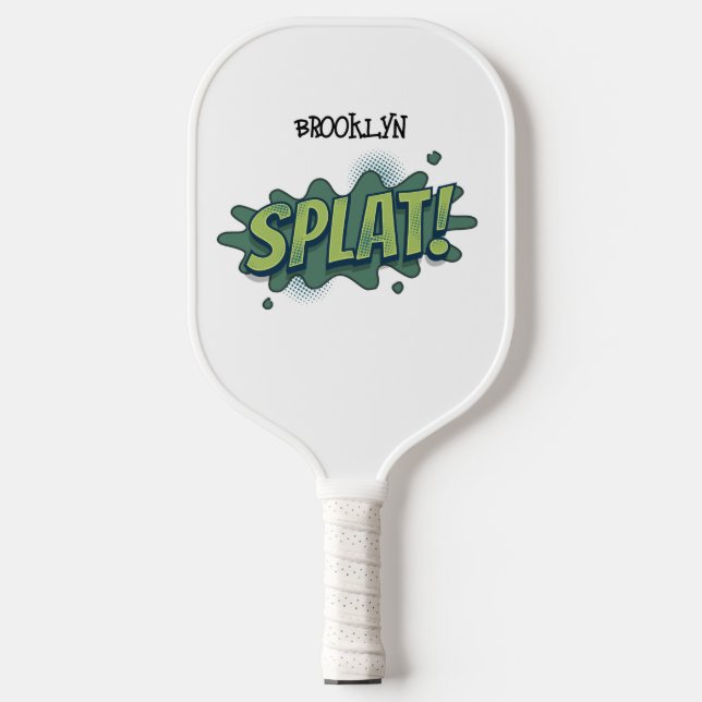 Funny comic pop art splat typography  pickleball paddle (Front)