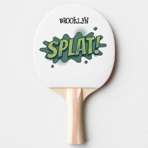 Funny comic pop art splat typography ping pong paddle