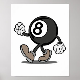 Funny Comic Snooker Billiard Player 8-ll  Poster