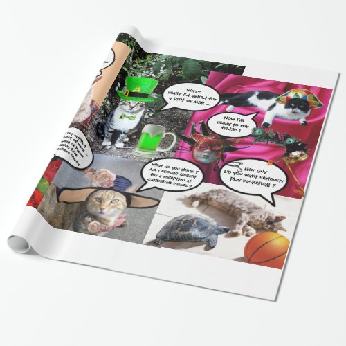 FUNNY COMIC STRIPS FROM WEIRD TALKING CATS WRAPPING PAPER