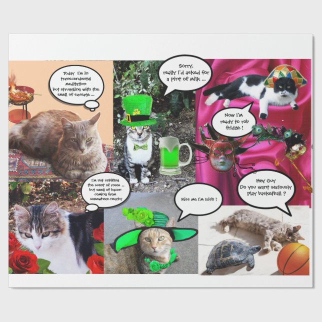 FUNNY COMIC STRIPS FROM WEIRD TALKING CATS WRAPPING PAPER (Flat)