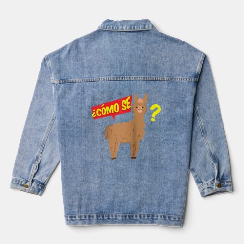 Funny Como Se Llama Alpaca Teacher Supplies Kids R Denim Jacket