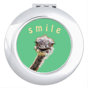 Funny Compact Mirror Happy Ostrich Smile