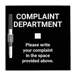 Funny Complaint Department Dry Erase Board