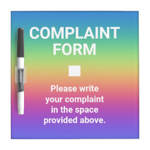 Funny Complaint Form Dry Erase Board