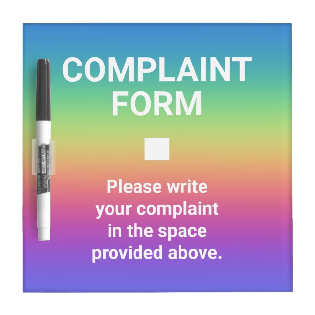 Funny Complaint Form Dry Erase Board (Front)