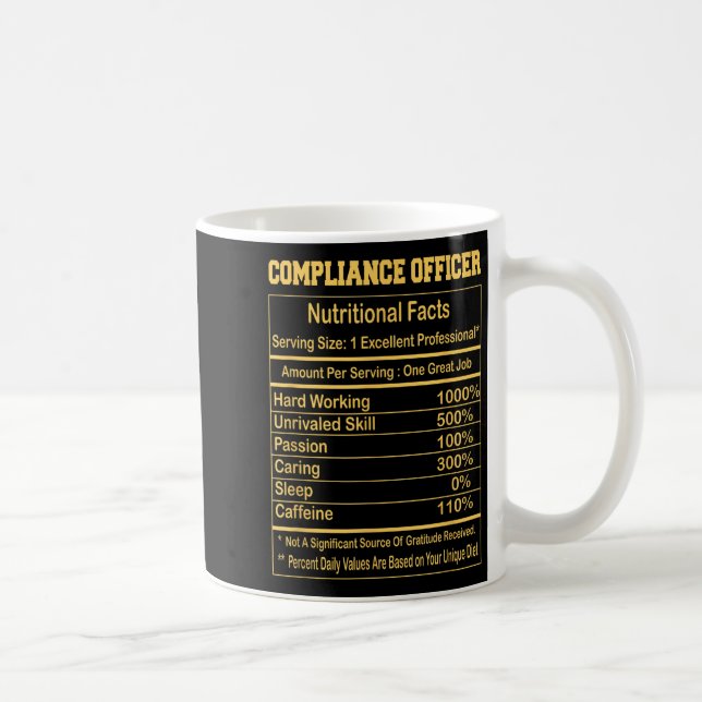 Funny Compliance Officer Nutritional Facts Motivat Coffee Mug (Right)
