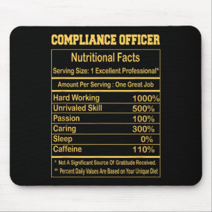 Funny Compliance Officer Nutritional Facts Motivat Mouse Pad