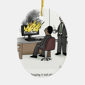 Funny Computer and Technology Office Cartoon Ceramic Ornament