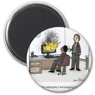 Funny Computer and Technology Office Cartoon Magnet