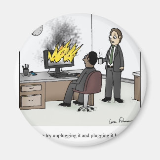 Funny Computer and Technology Office Cartoon Magnet
