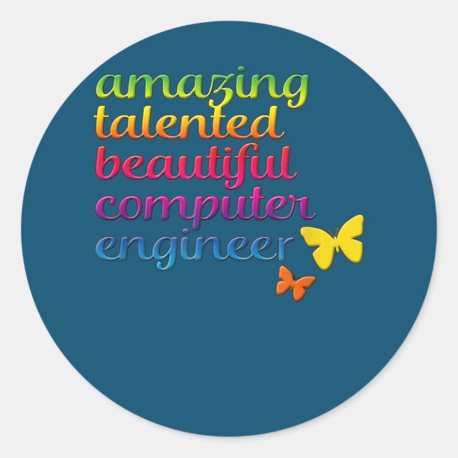 Funny Computer Engineer | Cute Girl Engineering Classic Round Sticker (Front)