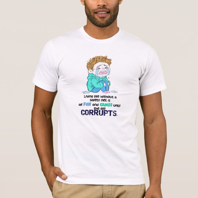 Funny Computer Error Corrupted File Gamer Meme Tee (Front)