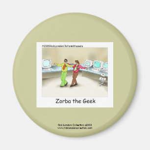 Funny Computer Geek Cartoon On Novelty Button Magnet