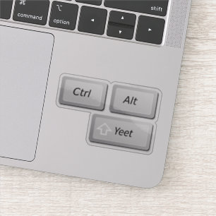 Funny Computer Geek Laptop Prank Yeet Delete Keys Sticker