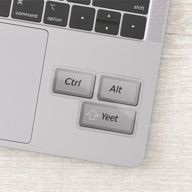 Funny Computer Geek Laptop Prank Yeet Delete Keys Sticker (Detail)
