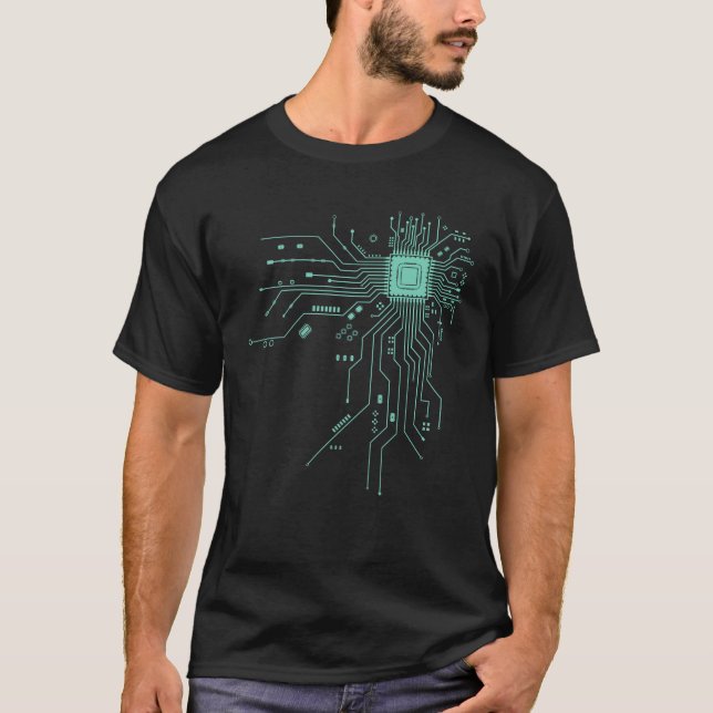 Funny Computer Geek PCB Design CPU Chip Circuit  T-Shirt (Front)
