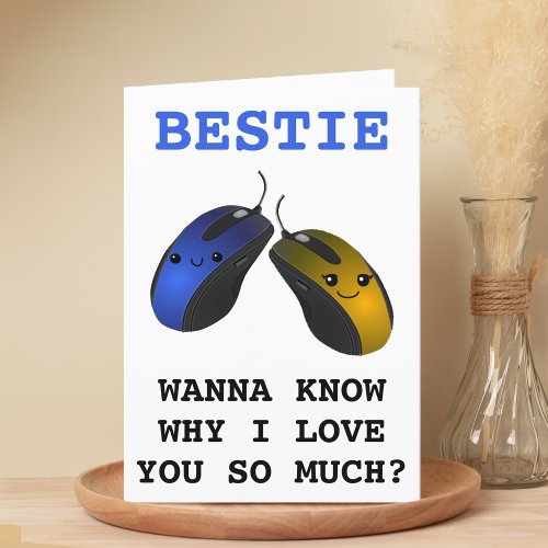 Funny Computer Mouse Best Friend Happy Birthday Thank You Card