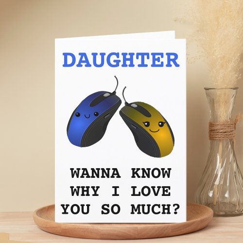 Funny Computer Mouse Click Daughter Happy Birthday Thank You Card