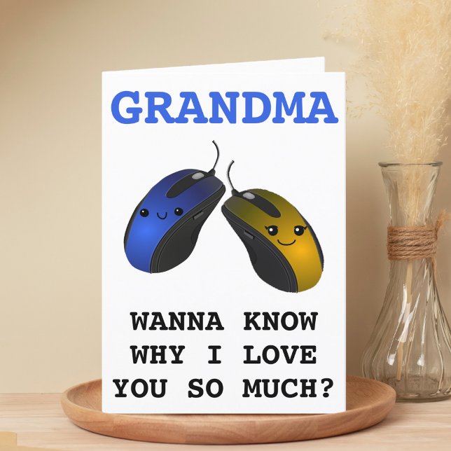 Funny Computer Mouse Click Grandma Happy Birthday Letterpress Thank You Card (Funny Computer Mouse Click Grandmother Happy Birthday Thank You Card)