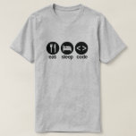 Funny  Computer Programmer Eat Sleep Code T-Shirt<br><div class="desc">This is the perfect funny T shirt for anyone who loves Computer Programming and coding.  It features the text Eat Sleep Code.  A fun t shirt for your favorite geek programmer.</div>
