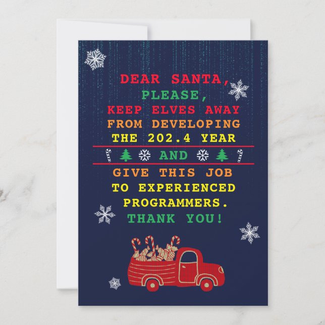 Funny Computer Technology Programmer Christmas Holiday Card (Front)