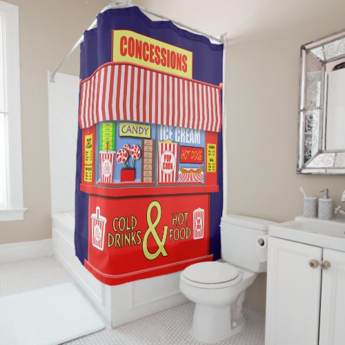 Funny Concessions Stand Food And Drinks Shower Curtain