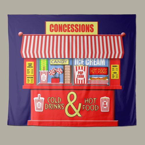 Funny Concessions Stand Food  Drinks Tapestry