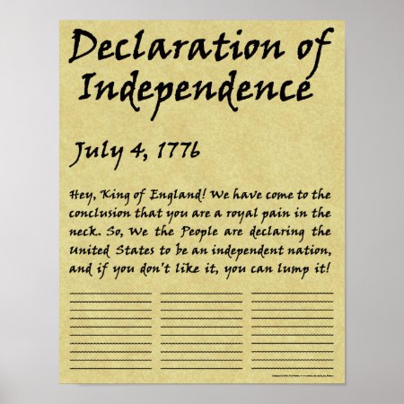 Funny Condensed Declaration Of Independence Poster