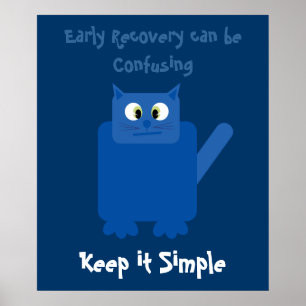 Funny Confused Cat Keep It Simple Recovery Poster