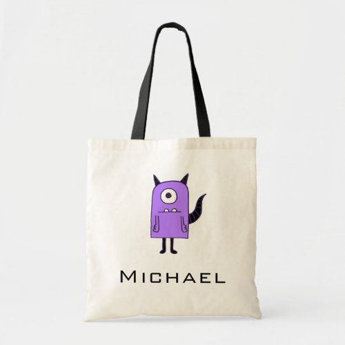 Funny Confused Purple Baby Monster Adorable Kids  Tote Bag