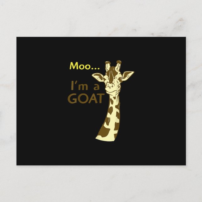 Funny Confusing Giraffe Moo I am A Goat Announcement Postcard (Front)