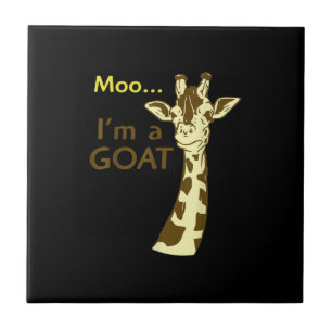 Funny Confusing Giraffe Moo I am A Goat Ceramic Tile