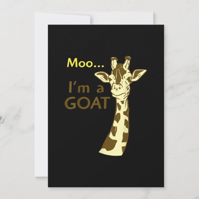 Funny Confusing Giraffe Moo I am A Goat Holiday Card (Front)