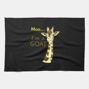 Funny Confusing Giraffe Moo I am A Goat Kitchen Towel