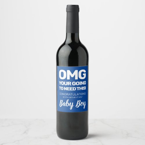 Funny Congratulations  Baby Boy Gift Wine Label