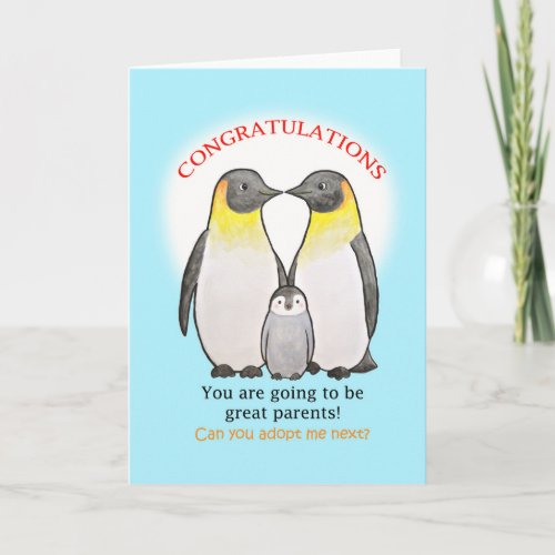 Funny Congratulations on baby new parents penguin  Card