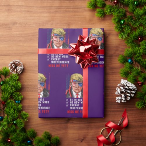 Funny Conservative Anti Biden Miss Me Yet Wrapping Paper