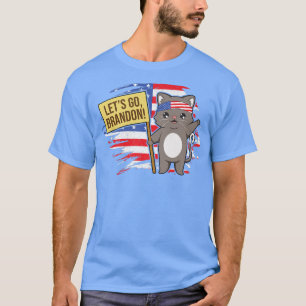Funny Conservative Black Cat Lets Go Brandon T-Shirt