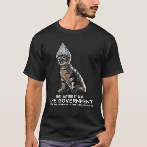 Funny Conspiracy Cat Tin Foil Hat Government Gift T_Shirt