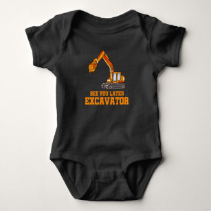 Q98BABY Baby Infant Toddler Short Sleeve Romper Bodysuit Excavator Funny Round Neck Baby Clothes
