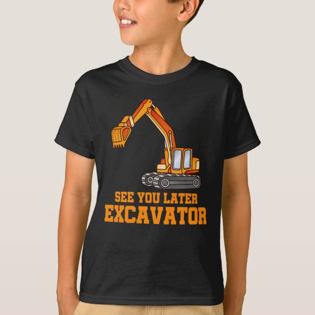 Funny Construction Excavator Boys Toddler T-Shirt (Front)