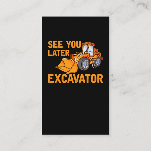 Funny Construction Excavator Saying Boys Toddler Business Card (Front)