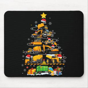 Funny Construction Excavator Truck Christmas Tree  Mouse Pad