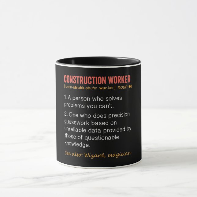Funny Construction Worker Definition Mug (Center)