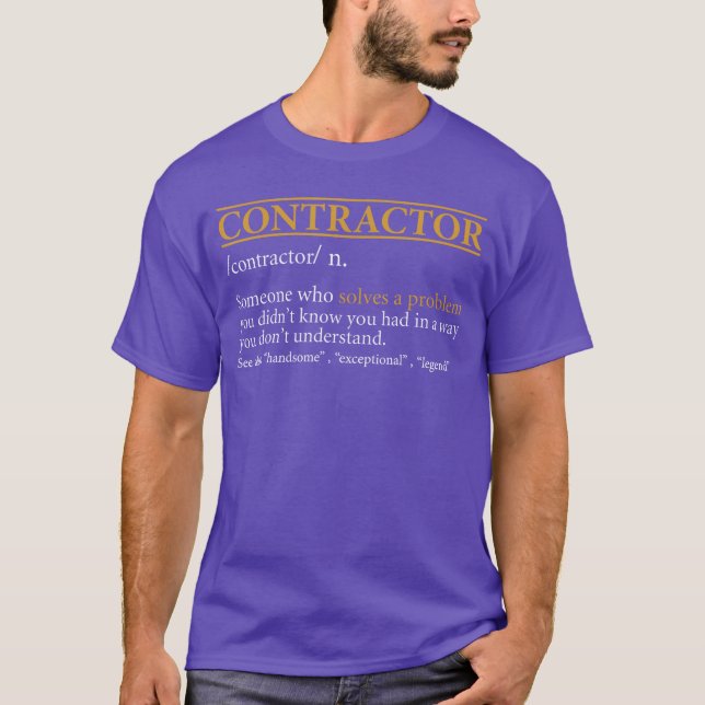 Funny Contractor Definition Birthday retro T-Shirt (Front)