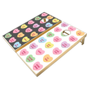 Funny conversation hearts Valentine's Day party Cornhole Set