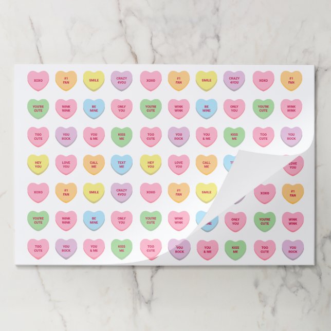 Funny conversation hearts Valentines Day placemats (Folded)