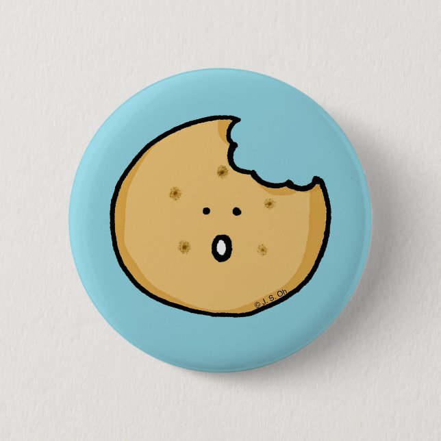 Funny Cookie Cartoon with Bite Button (Front)